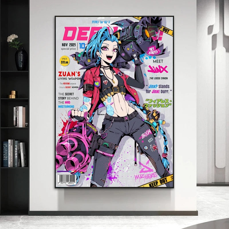 Arcane Series Jinx / Vi Fashion Magazine Poster - Canvas Painting - League of Legends Fan Store