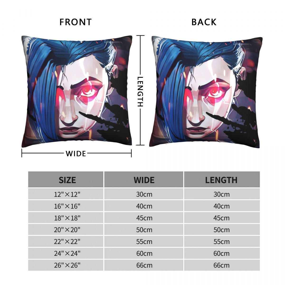 Jinx Head Throw Pillow Case Arcane - League of Legends Fan Store