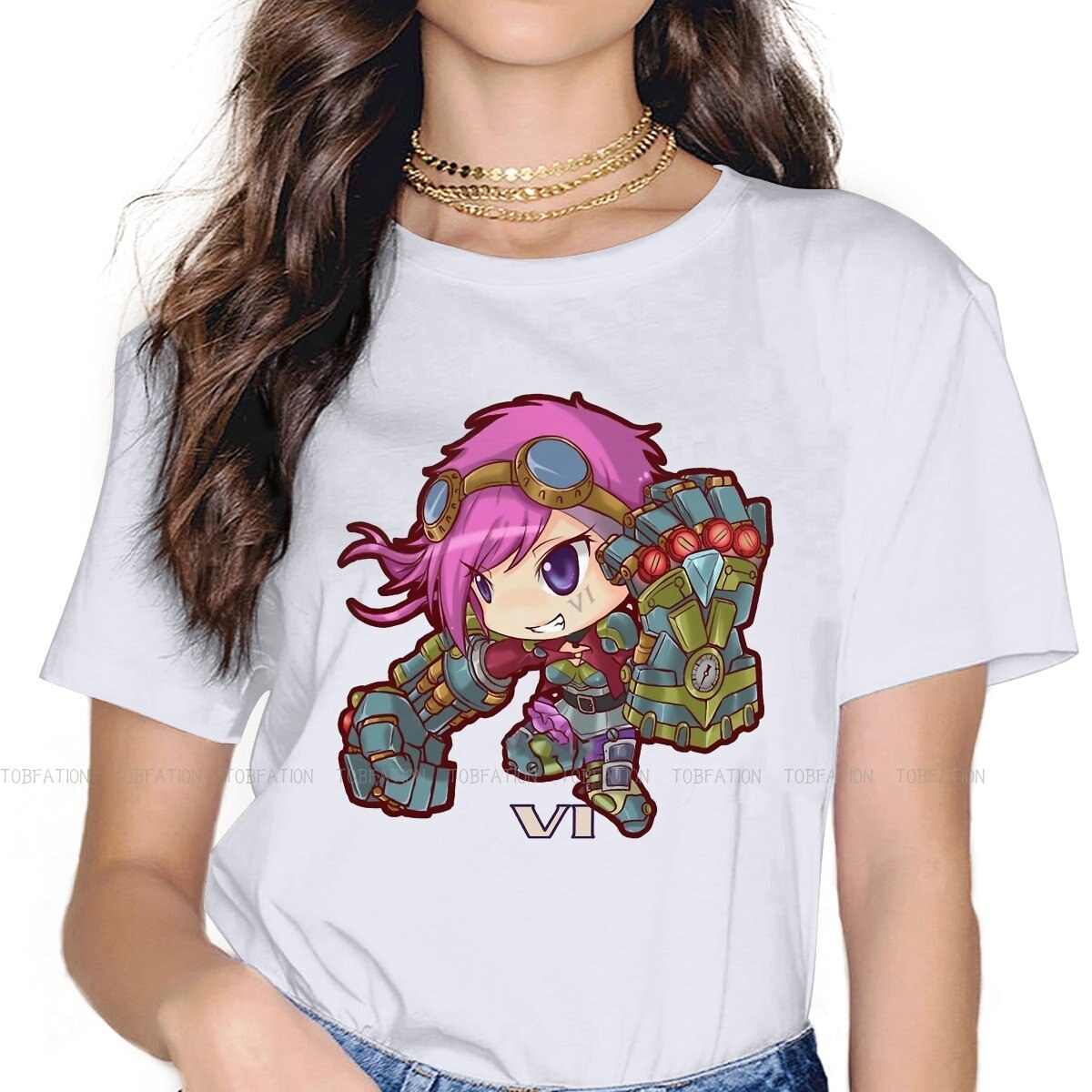 Kawaii VI The Piltover Enforcer T-Shirt - League of Legends Fan Store