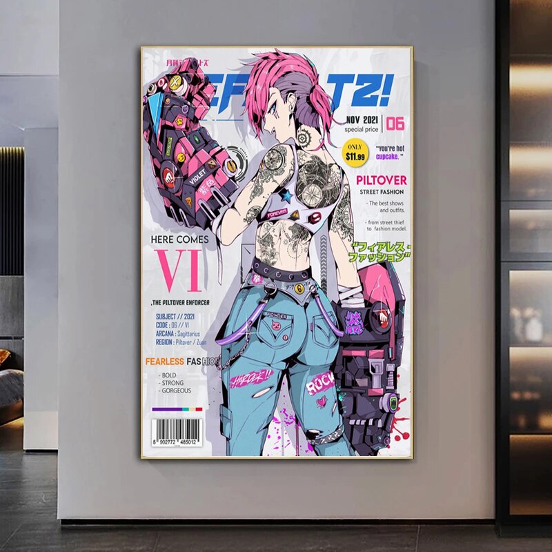 Arcane Series Jinx / Vi Fashion Magazine Poster - Canvas Painting - League of Legends Fan Store